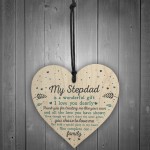 Step Dad Birthday Christmas Gifts From Daughter Son Wood Heart