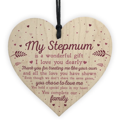 Step Mum Birthday Christmas Gifts From Daughter Son Wood Heart