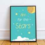 Aim For The Stars Space Wall Art Child Boys Bedroom Print Framed