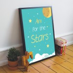 Aim For The Stars Space Wall Art Child Boys Bedroom Print Framed