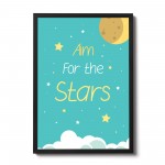 Aim For The Stars Space Wall Art Child Boys Bedroom Print Framed