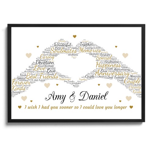 Personalised Word Art Wedding Anniversary Print Frame Gift