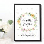 Personalised Wedding Gift Mr and Mrs Framed Anniversary Print