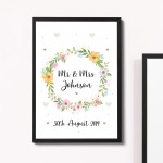 Personalised Wedding Gift Mr and Mrs Framed Anniversary Print