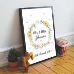 Personalised Wedding Gift Mr and Mrs Framed Anniversary Print