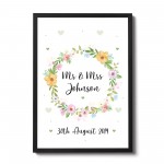 Personalised Wedding Gift Mr and Mrs Framed Anniversary Print