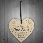 Personalised Wedding Anniversary Gift Wooden Hanging Heart 