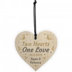 Personalised Wedding Anniversary Gift Wooden Hanging Heart 