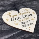 Personalised Wedding Anniversary Gift Wooden Hanging Heart 