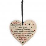 3rd Wedding Anniversary Gift For Him Her Wood Heart Keepsake