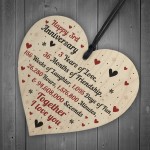 3rd Wedding Anniversary Gift For Him Her Wood Heart Keepsake