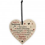 7th Wedding Anniversary Gift For Him Her Wood Heart Keepsake