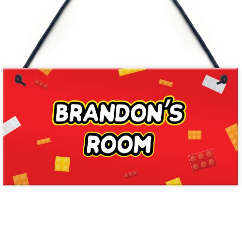 Personalised Boys Bedroom Sign Blocks Theme Birthday Christmas