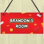 Personalised Boys Bedroom Sign Blocks Theme Birthday Christmas