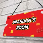 Personalised Boys Bedroom Sign Blocks Theme Birthday Christmas