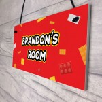 Personalised Boys Bedroom Sign Blocks Theme Birthday Christmas