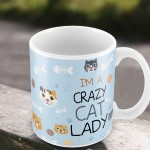 Crazy Cat Lady Mug Funny Mum Nan Birthday Xmas Gift From Cat