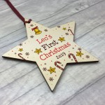 Personalised My 1st First Christmas Star Wooden Hanging Bauble