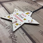 Personalised My 1st First Christmas Star Wooden Hanging Bauble