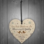 First Christmas as Mummy Daddy Wood Tree Bauble Personalised