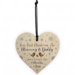 First Christmas as Mummy Daddy Wood Tree Bauble Personalised