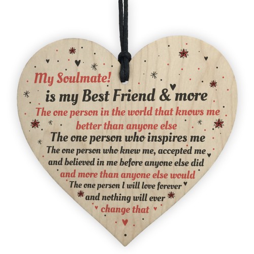 Soulmate Gift Wooden Heart Birthday Anniversary Gift For Him Her