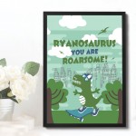 Personalised Sign For Boys Bedroom Dinosaur Print Framed Art