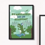 Personalised Sign For Boys Bedroom Dinosaur Print Framed Art