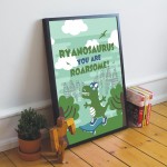 Personalised Sign For Boys Bedroom Dinosaur Print Framed Art