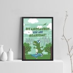 Personalised Sign For Boys Bedroom Dinosaur Print Framed Art