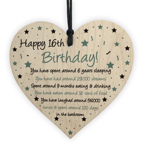 Funny 16th Birthday Gift For Daughter Son Wood Heart 16th Card