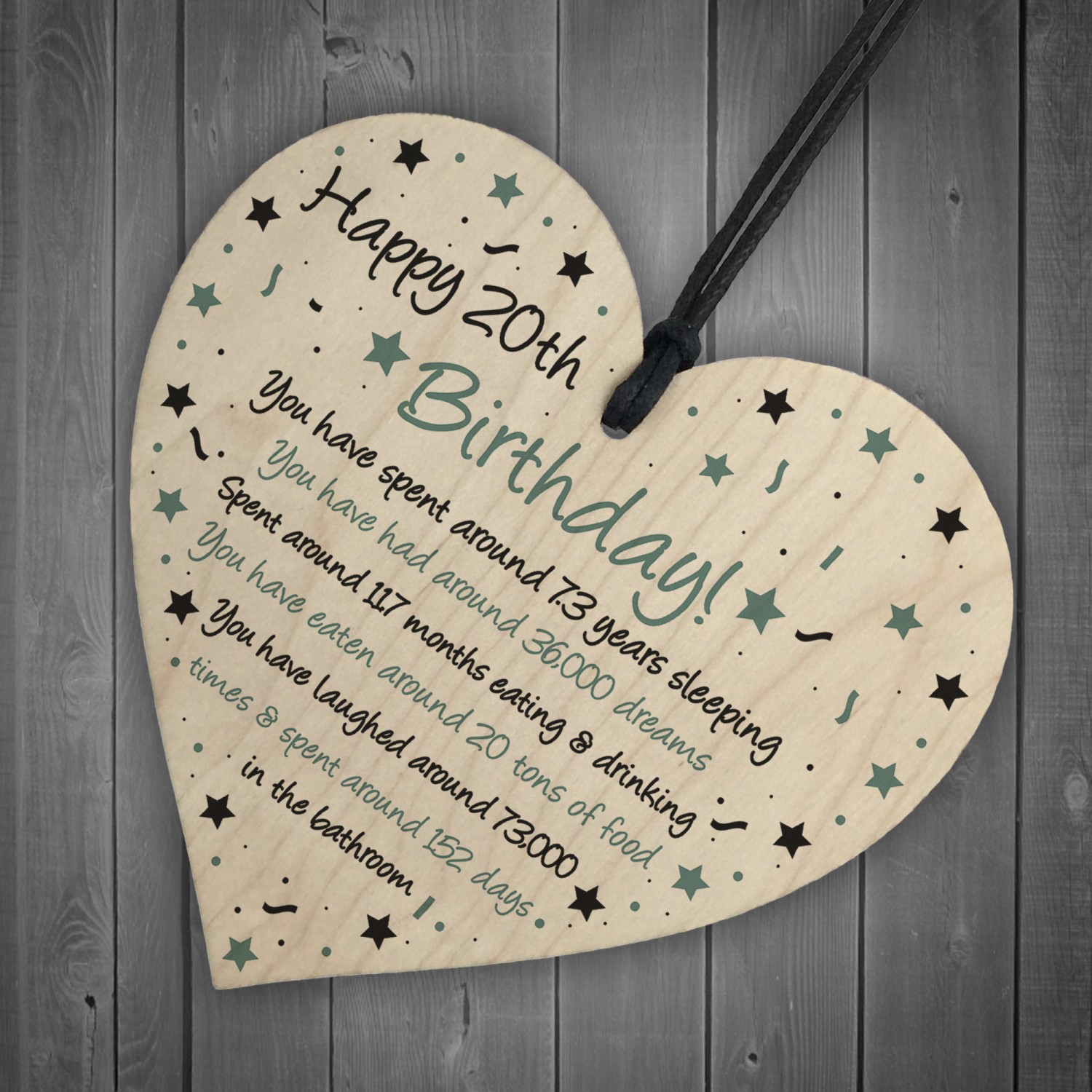 Funny 20th Birthday Gift For Daughter Son Wood Heart Card