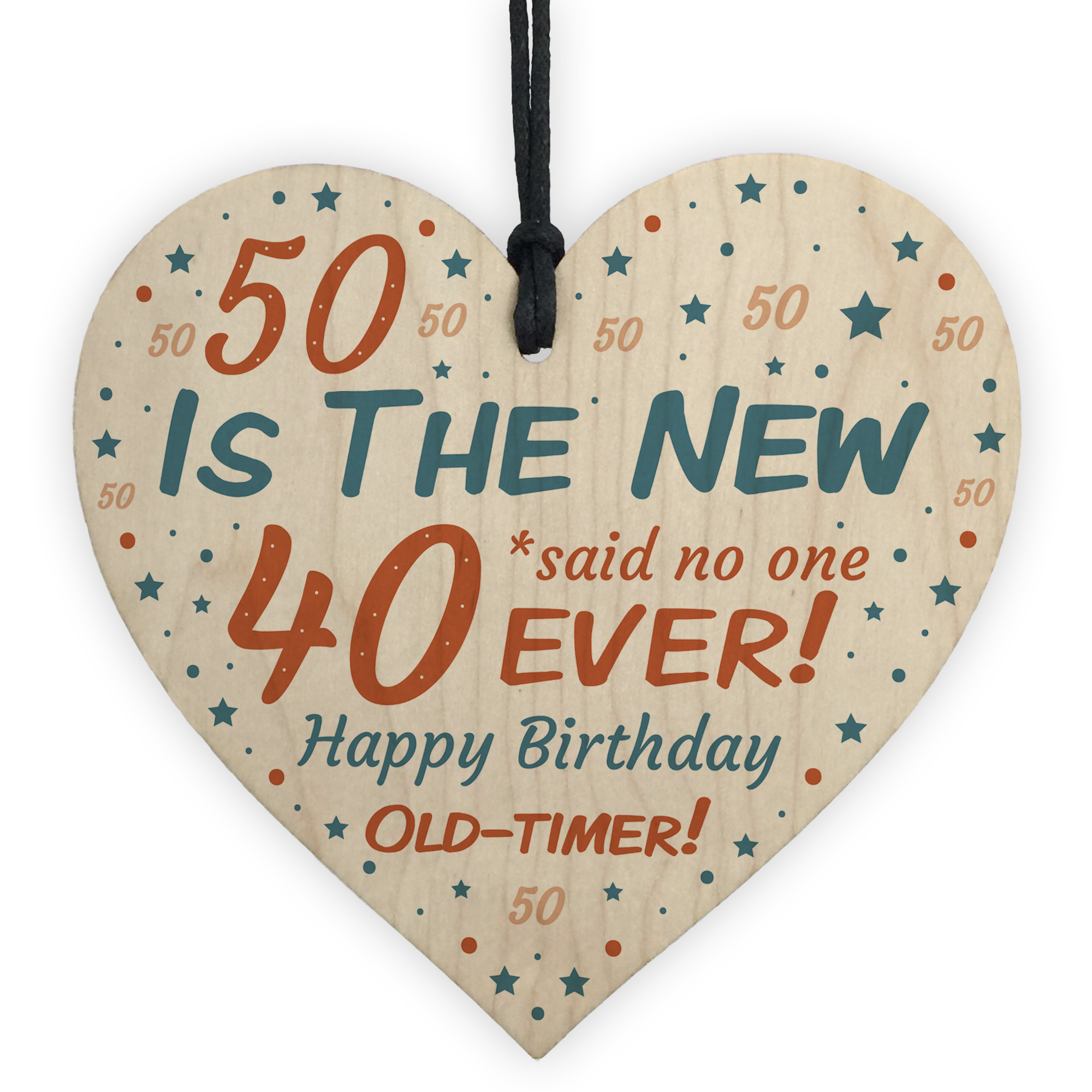 Happy 50th Birthday Wooden Heart Sign Novelty 50th Birthday Gift