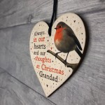 Christmas Robin Memorial Wood Heart Tree Decoration Grandad