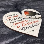 Christmas Robin Memorial Wood Heart Tree Decoration Grandad