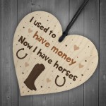 Funny Horse Rider Horse Lover Gift Wooden Heart Funny Pony Sign