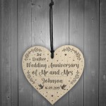 3rd Leather Wedding Anniversary Gift Personalised Heart Mr & Mrs