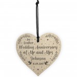 3rd Leather Wedding Anniversary Gift Personalised Heart Mr & Mrs