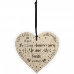 5th Wedding Anniversary Gift Personalised Wood Heart Mr & Mrs