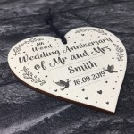 5th Wedding Anniversary Gift Personalised Wood Heart Mr & Mrs