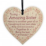 Amazing Sister Best Friend Gift Wood Heart Sister Birthday Gift