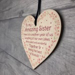 Amazing Sister Best Friend Gift Wood Heart Sister Birthday Gift