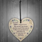 Sister Best Friend Plaque Wooden Heart Sister Birthday Christmas