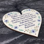 Sister Best Friend Plaque Wooden Heart Sister Birthday Christmas