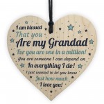 Thank You Gift For Grandad Wood Heart Grandad Birthday Xmas Poem