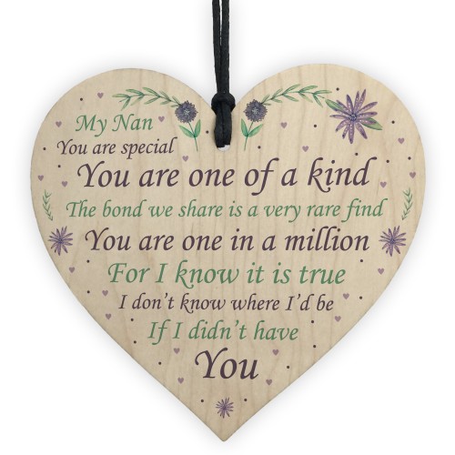 Thank You Nan Gift Wooden Heart Nan Birthday Christmas Poem Gift