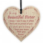 Beautiful Sister Wood Heart Special Gift For Sister Birthday