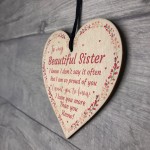 Beautiful Sister Wood Heart Special Gift For Sister Birthday
