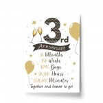 3rd Wedding Anniversary Gift Print Mr & Mrs Anniversary Gifts