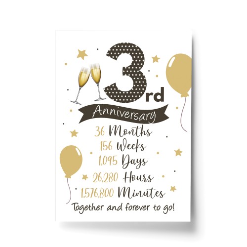 3rd Wedding Anniversary Gift Print Mr & Mrs Anniversary Gifts